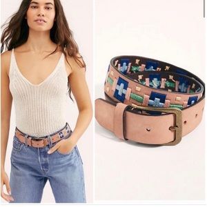 NWOT Free People High Summer
Embroidered Neutral Tan Bohemian
Leather Belt